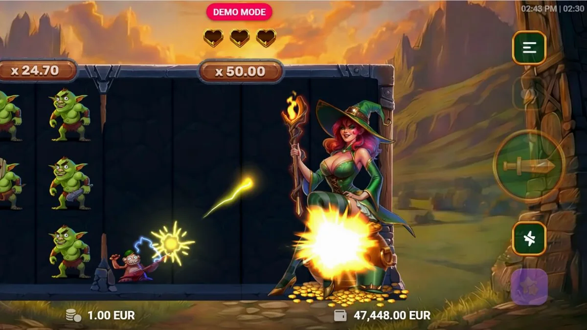Monkey Money slot game interface showing the monkey character in a dungeon