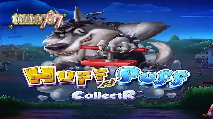 Tampilan visual karakter babi dan serigala dalam slot Huff N' Puff CollectR